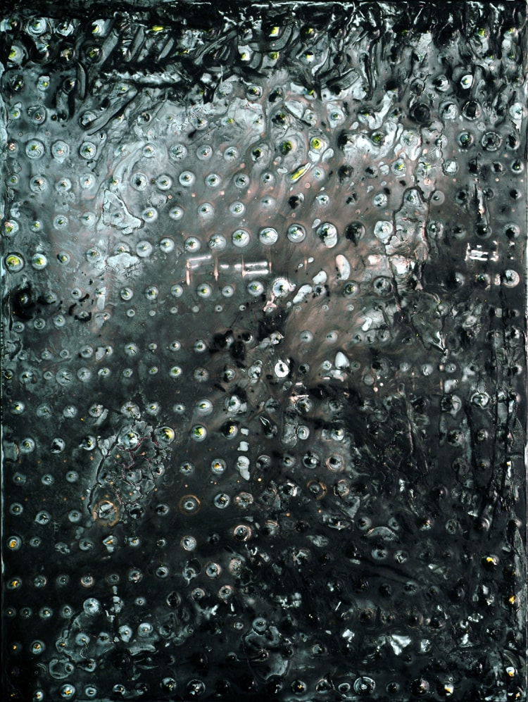 Night Sounds of I-95_2005_acrylic, oil enamel, silver, on clayboard_18 x 24 x 1 inches
